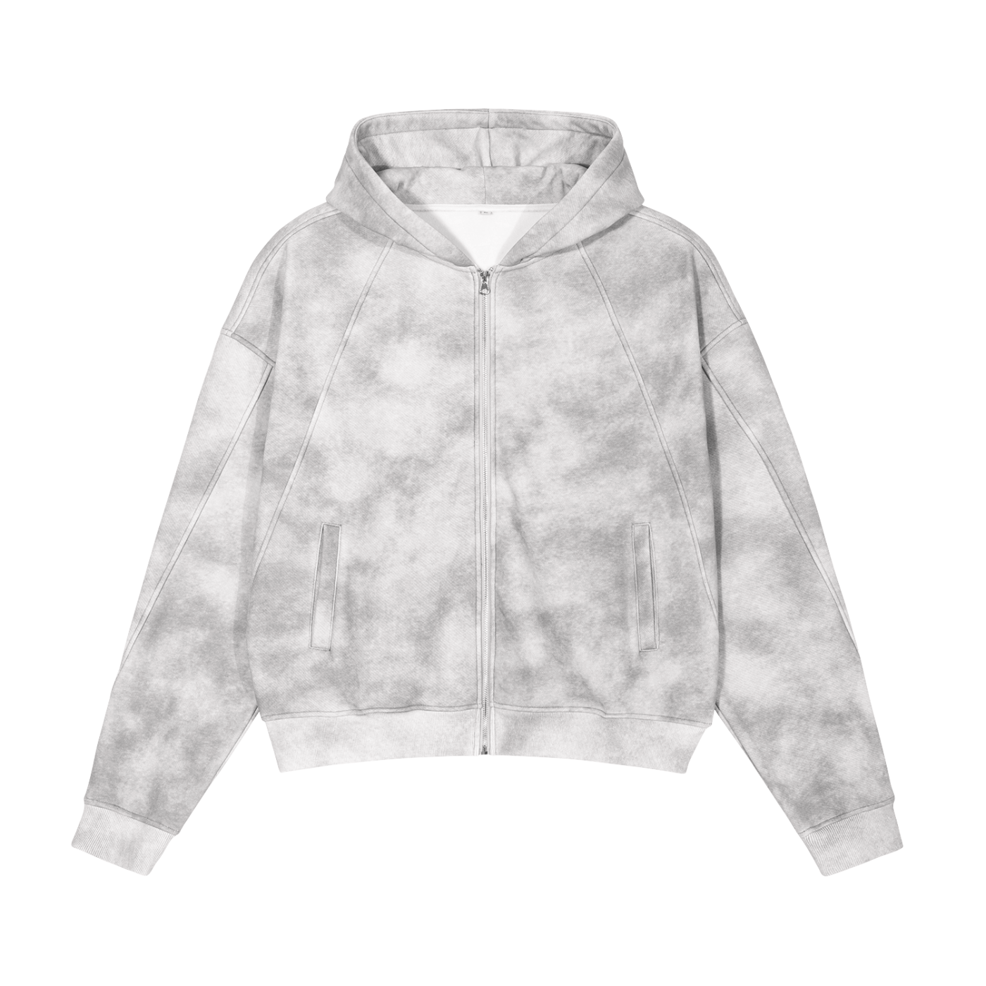 DIRTY WASHED BOXY ZIP-UP FLEECE HOODIE