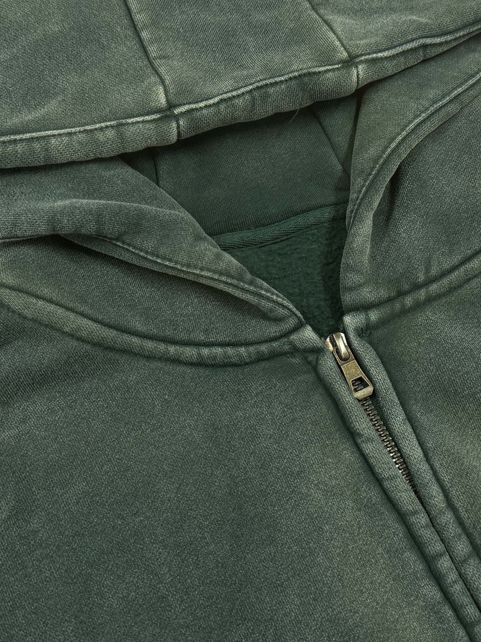 SNOW WASHED ZIP-THROUGH HOODIE